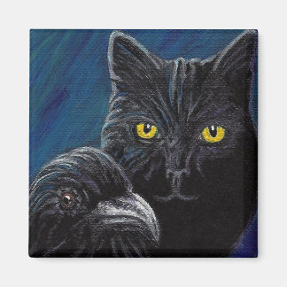 Aimant de chat et corbeau de Poe