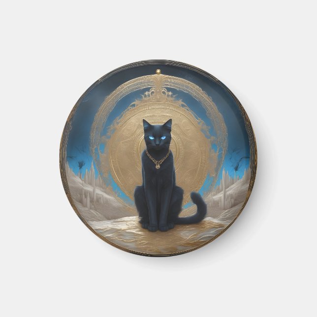 Aimant de chat noir (Devant)