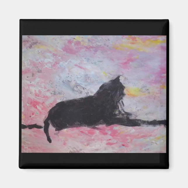 Aimant de chat noir (Devant)