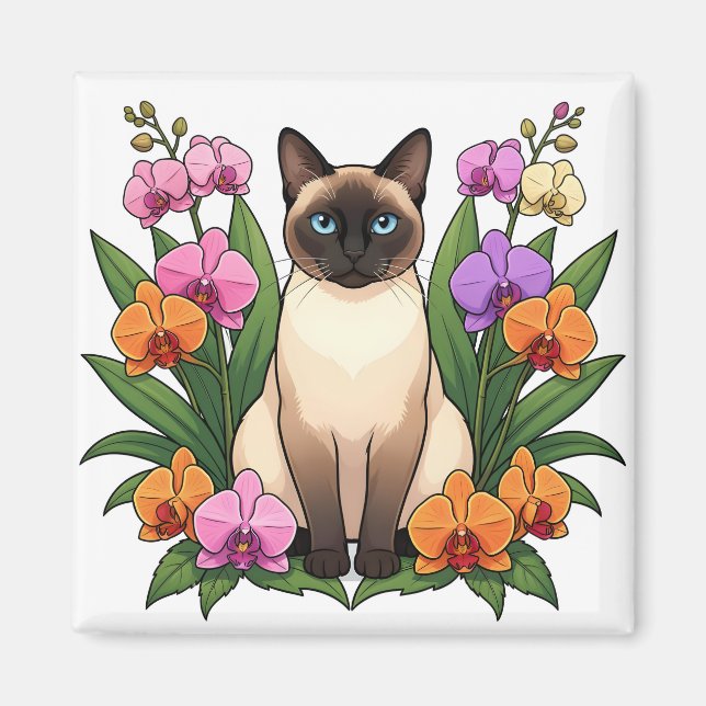 aimant de chat siamois aux yeux bleus mignon (Devant)