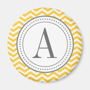 Aimant de Chevron de monogramme - jaune et gris