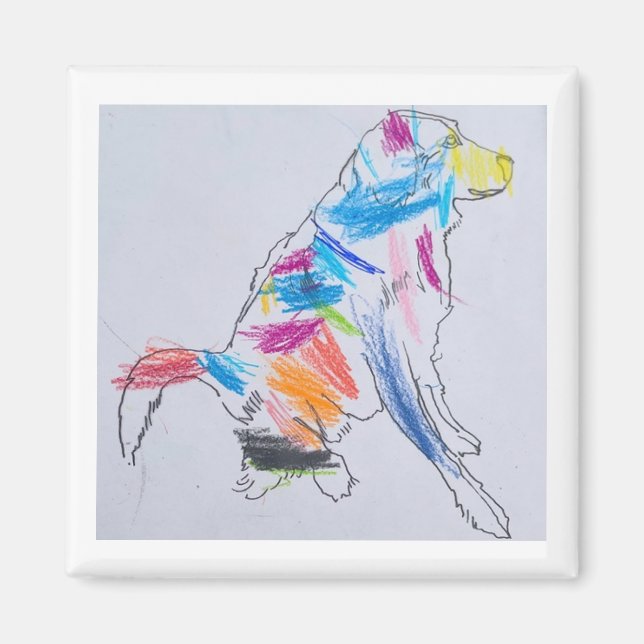 Aimant de chien arc-en-ciel (Devant)