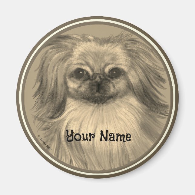 Aimant de chien Pékinois Rondo (Devant)