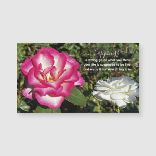 Aimant de citation de bonheur photo de roses roses