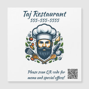 Aimant de code QR de restaurant de chef modifiable