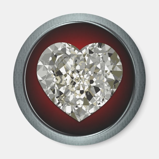Aimant de coeur diamant étincelant (Devant)