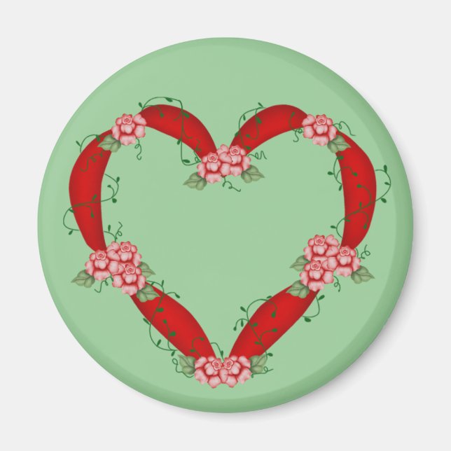 Aimant de coeur fleuri (Devant)