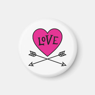 Aimant de cœur rose aux arcs de Cupidon AMOUR