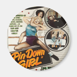 Aimant De coincer Madame vintage Wrestlers Poster de