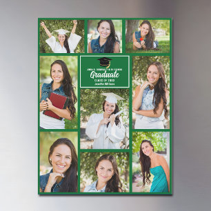 Aimant de collage photo de diplômé vert pour la re
