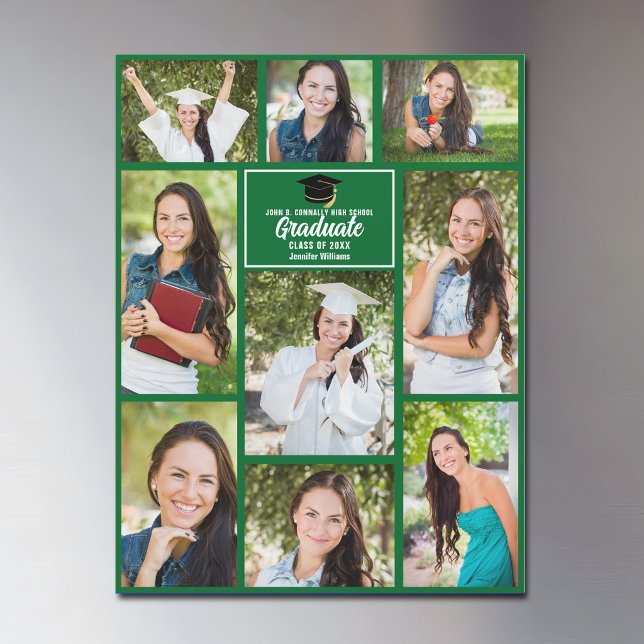 Aimant de collage photo de diplômé vert pour la re (Créateur téléchargé)