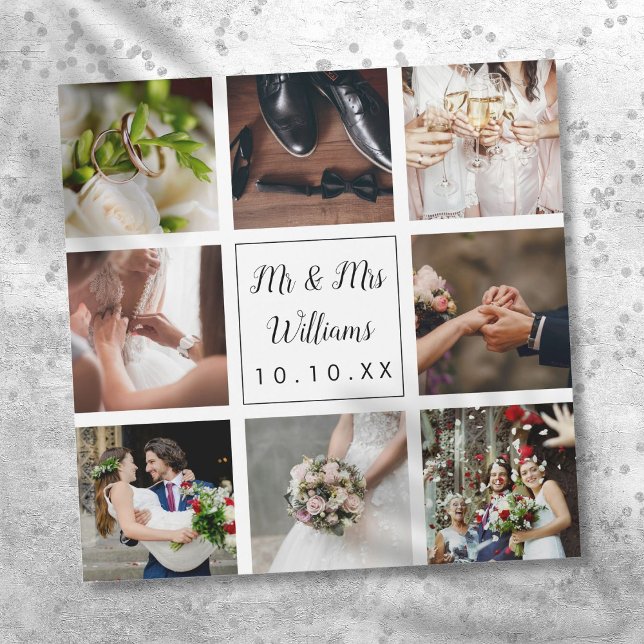 Aimant de collage photo de mariage avec script per (Personalized Script Wedding Photo Collage)