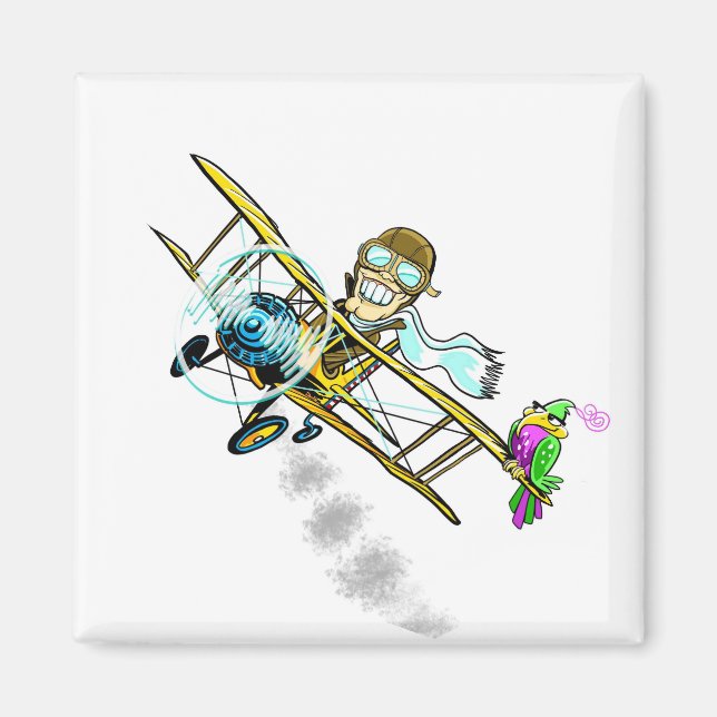 Aimant de comédien ambulant Bob et d'oiseau (Devant)