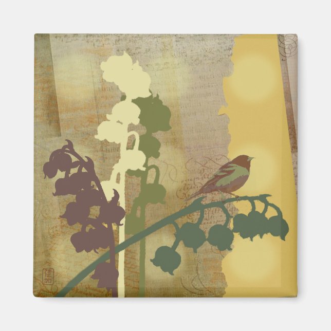 Aimant de conception d'oiseaux à fleurs Bell (Devant)