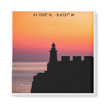 Aimant de coordonnées de phare de coucher de solei