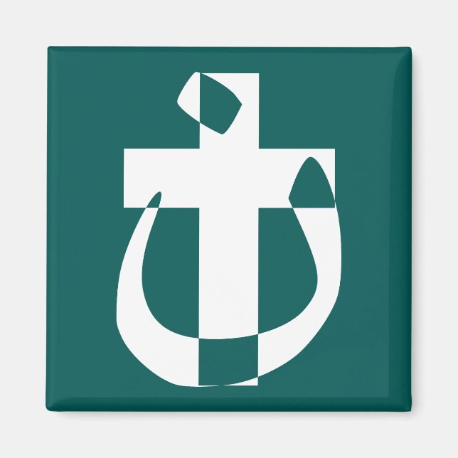 Aimant de croix chrétienne de solidarité symboliqu (Devant)