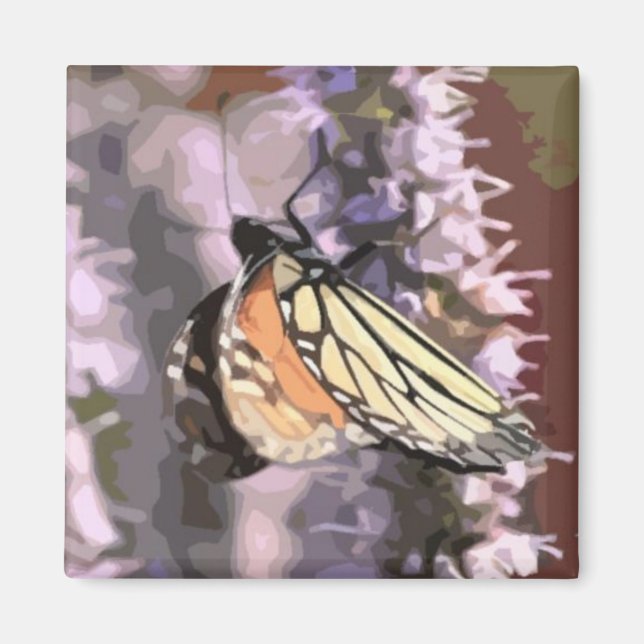 Aimant de cuisine avec papillon sur fleur hyssop (Devant)