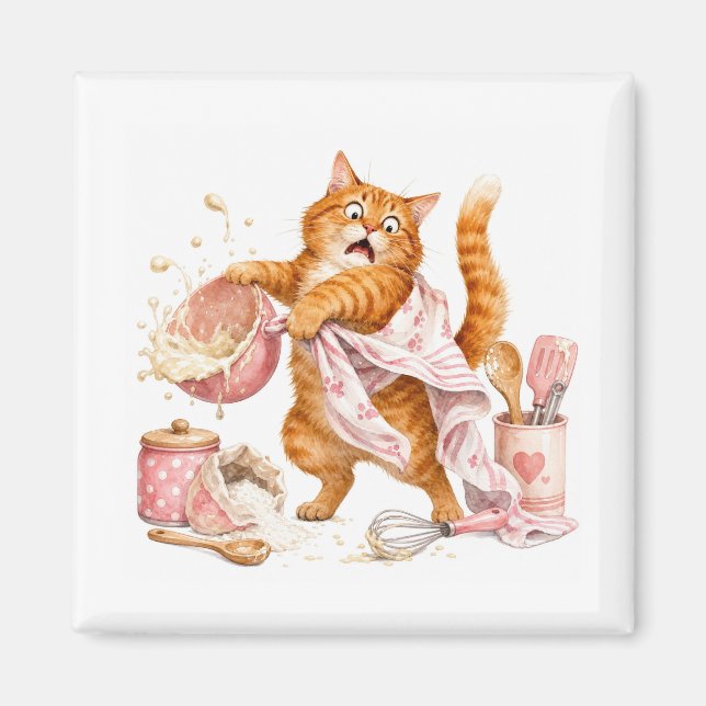 Aimant de cuisine chat drôle   (Devant)