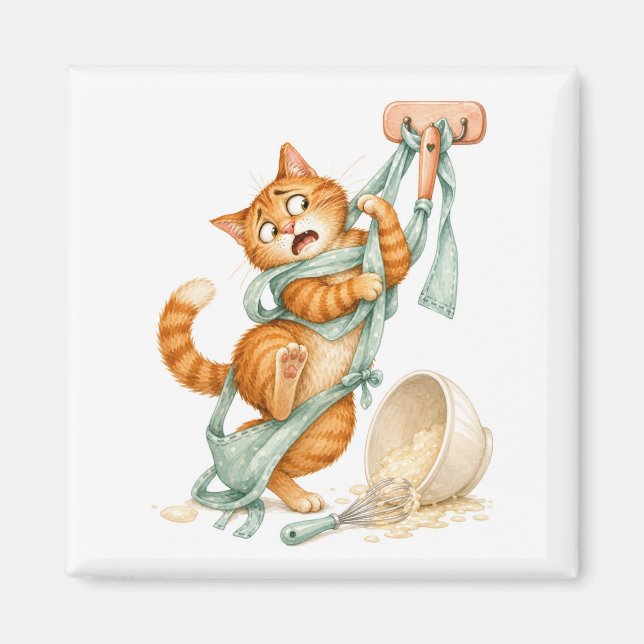 Aimant de cuisine chat drôle   (Devant)
