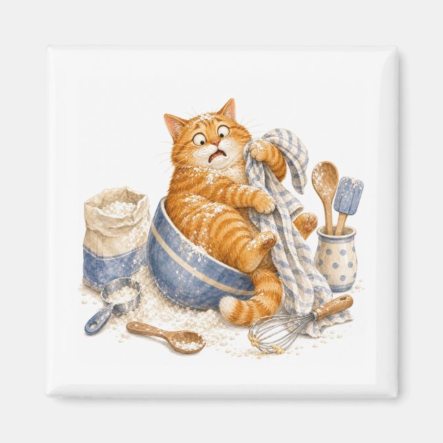 Aimant de cuisine chat drôle   (Devant)