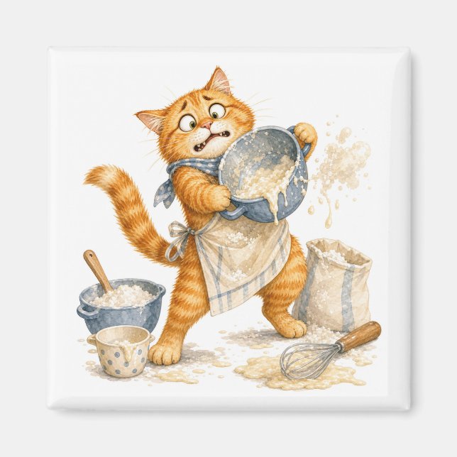 Aimant de cuisine chat drôle   (Devant)
