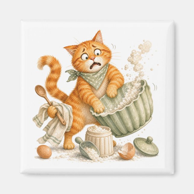 Aimant de cuisine chat drôle   (Devant)