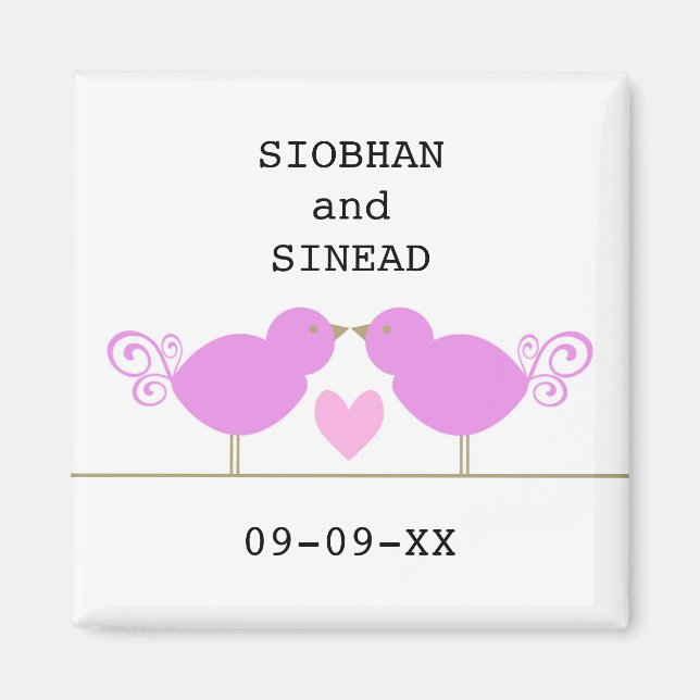 Aimant de date spéciale lesbienne Oiseaux bleus mi (Devant)