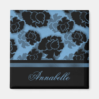 Aimant de décadence florale grognon, bleu clair