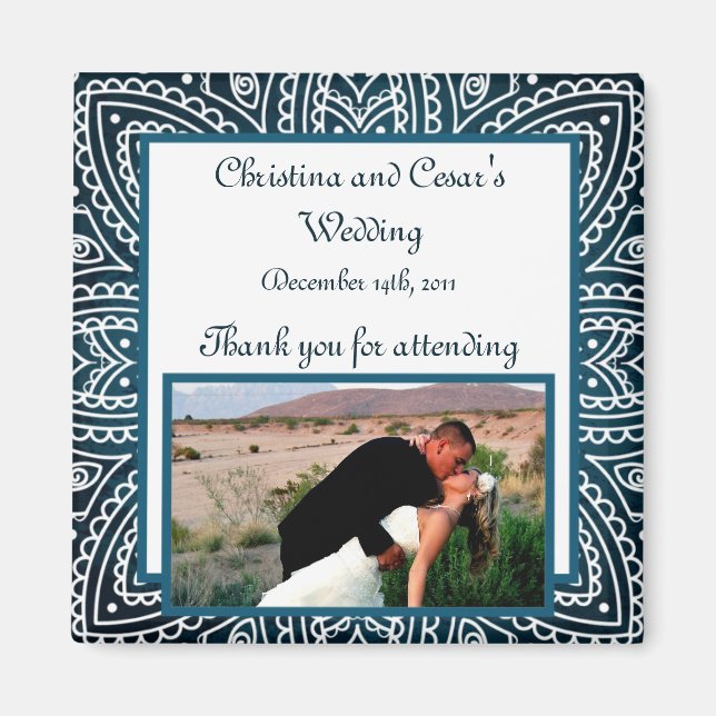 Aimant de déclaration 2"x2" Bleu marocain profond (Devant)