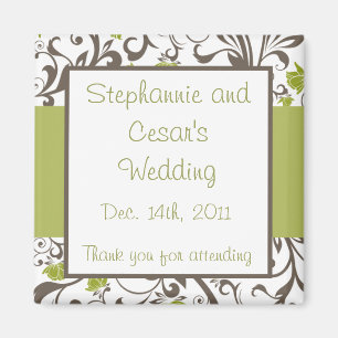 Aimant de déclaration 2"x2" floral vert avec branc