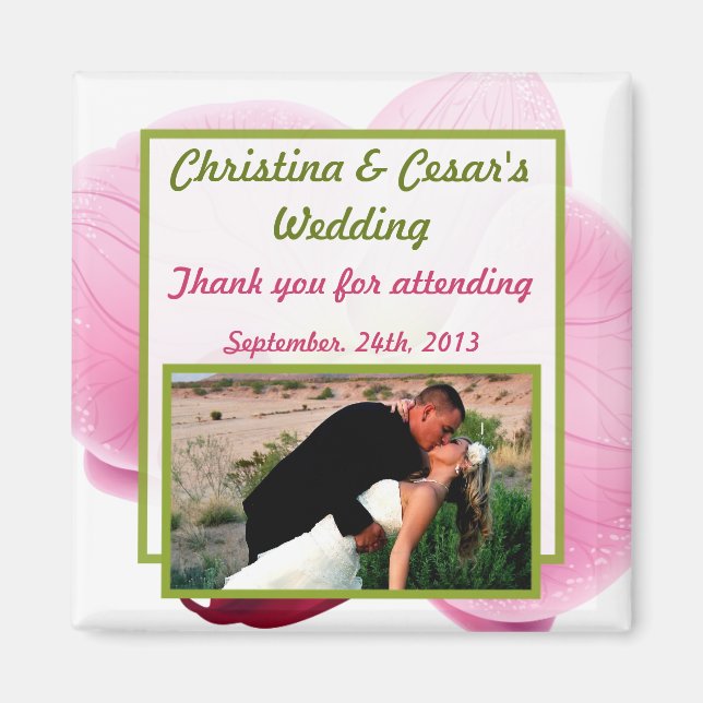 Aimant de déclaration 2"x2" Orchidée rose à longue (Devant)