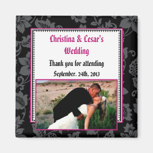 Aimant de déclaration 5x5 cm Noir Floral Rose Chau