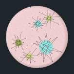 Aimant de démarrage atomique rose<br><div class="desc">Ce motif à aimants étoile atomique rose Iconique présente des étoiles atomiques emblématiques. C'est vrai ! L'ancienne école, l'arrière - plan de couleur rose Première dame avec des taches d'or est la toile de fond parfaite pour le céleri turquoise, apaisant et kitsch cercles de couleur vert poire. Les taches de...</div>