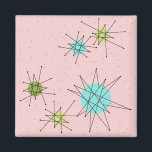Aimant de démarrage atomique rose<br><div class="desc">Ce motif à aimants étoile atomique rose Iconique présente des étoiles atomiques emblématiques. C'est vrai ! L'ancienne école, l'arrière - plan de couleur rose Première dame avec des taches d'or est la toile de fond parfaite pour le céleri turquoise, apaisant et kitsch cercles de couleur vert poire. Les taches de...</div>