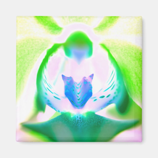Aimant de design d'orchidée de couleurs vives (Devant)