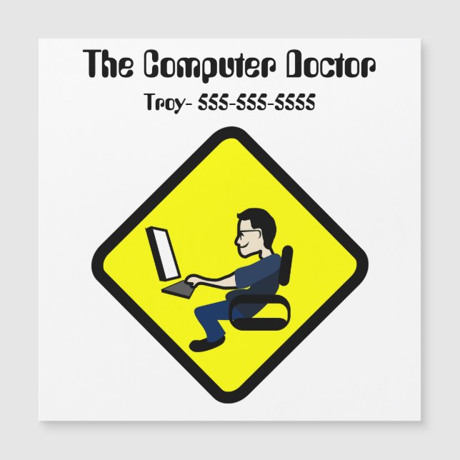 Aimant de docteur informatique modifiable (Devant)