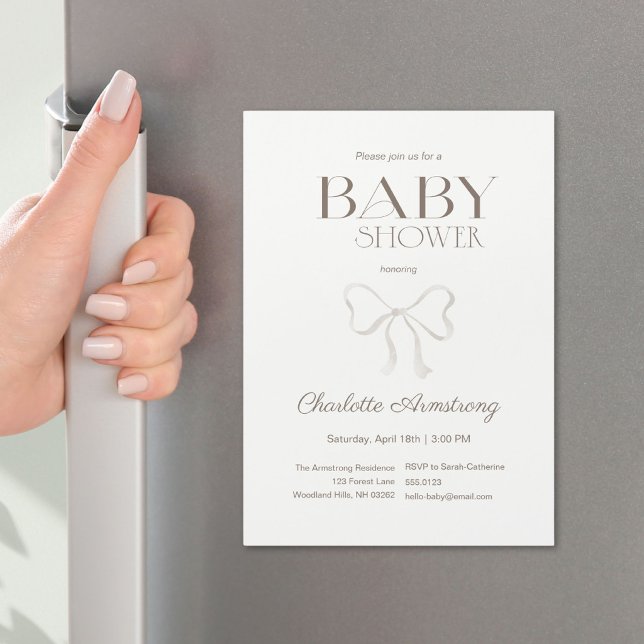 Aimant de douche pour bébé chic en crème chaude lé (Light Warm Cream Chic Bow Baby Shower Magnet ©Susanne Sachers - Sunny Mind 🌞)