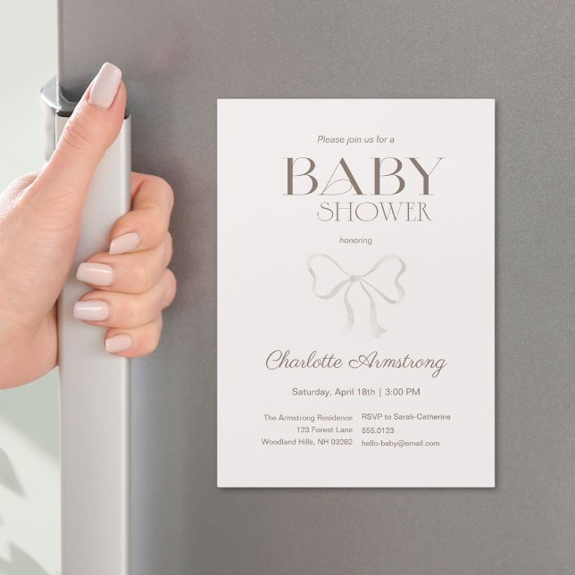 Aimant de douche pour bébé fille chic rose poussié (Light Dusty Rose Chic Bow Baby Girl Shower Magnet ©Susanne Sachers - Sunny Mind 🌞)