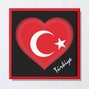 Aimant de drapeau turc, Cœur, voyage, Türkiye