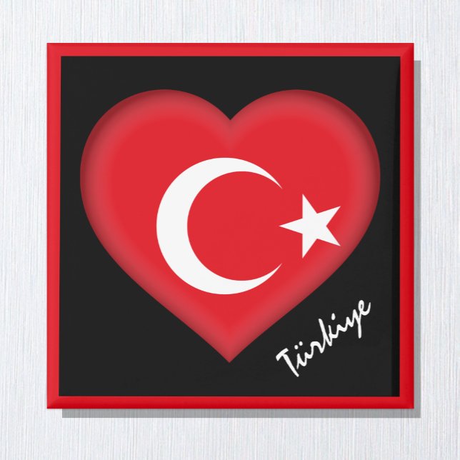 Aimant de drapeau turc, Cœur, voyage, Türkiye (Créateur téléchargé)