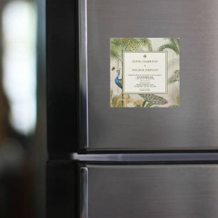 Aimant de Faire-part de mariage de palme de paon t