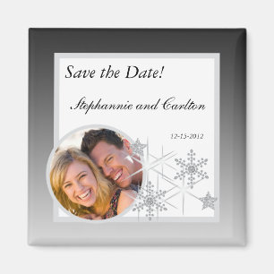 Aimant de faire-part de noces de diamant d'hiver