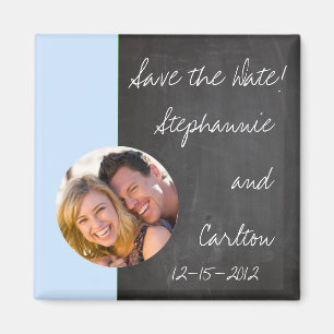Aimant de Faire-part Mariage bleu tableau noir