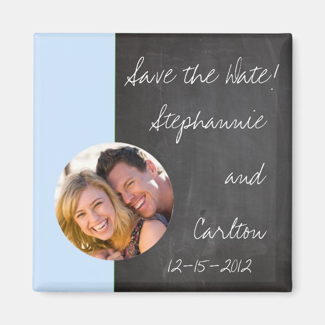 Aimant de Faire-part Mariage bleu tableau noir (Devant)
