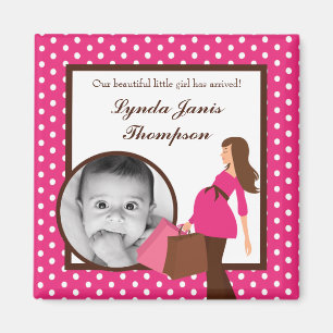 Aimant de Faire-part Pink Mod Maman Polk {TBA} 2"x