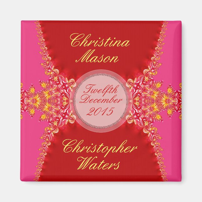 Aimant de faveur de mariage en satin et dentelle r (Devant)