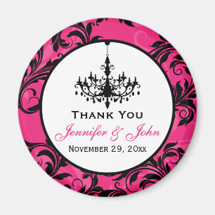 Aimant de Faveur de Mariage Lustre Rose Noir Blanc