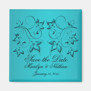 Aimant de faveur de mariage turquoise et noir