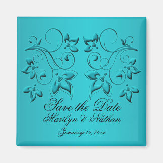 Aimant de faveur de mariage turquoise et noir