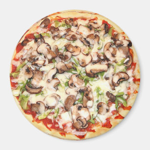 Aimant de fête de la pizza de champignons profonde